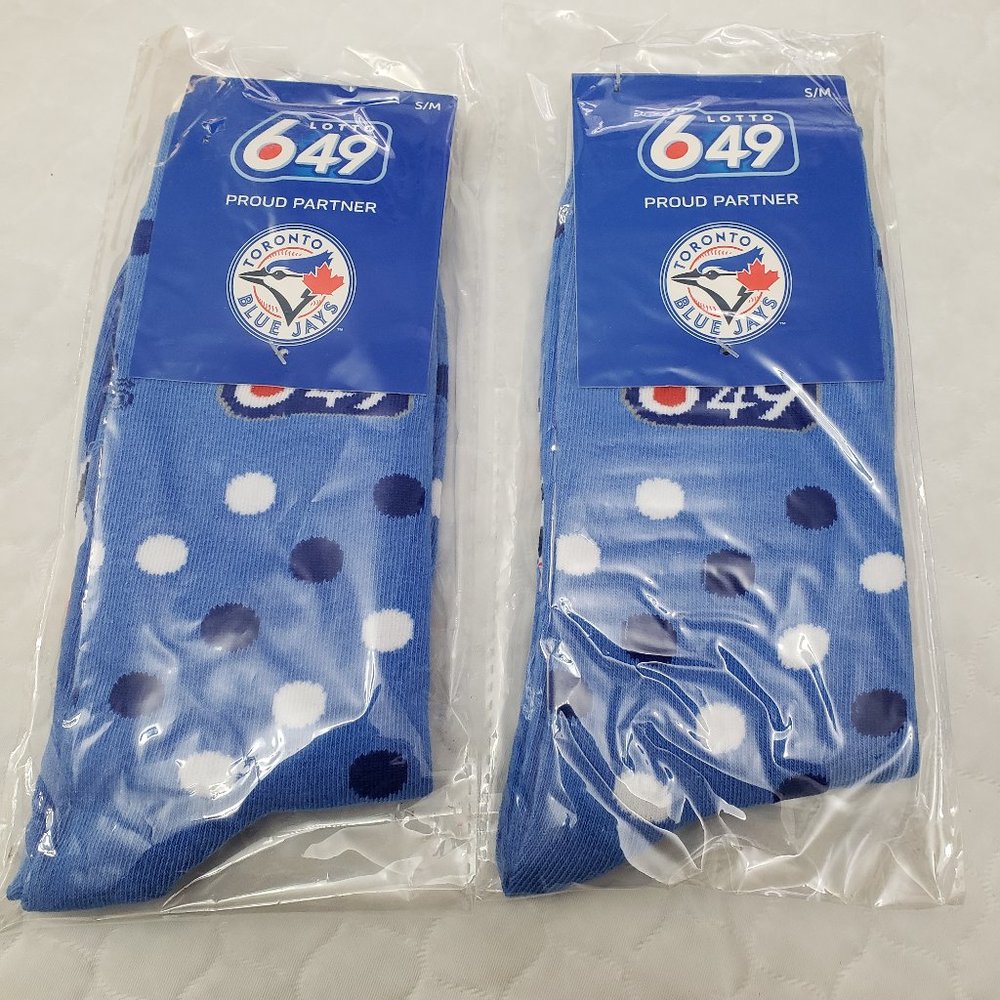 Toronto Blue Jays Lotto 649 Baseball Promo Socks Size S/M- Lot of 2